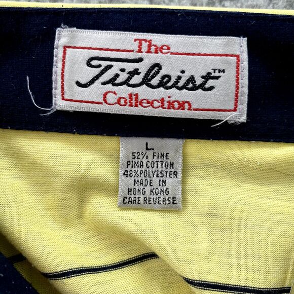 Vintage The Titleist Collection Polo Men's Large Yellow Preppy Myrtle Beach Golf - Picture 3 of 10